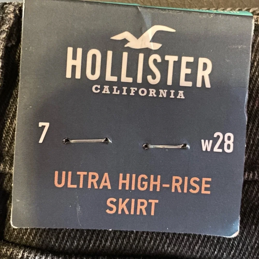 Hollister Denim Mini Skirt Ultra High Rise Distressed Black Size 7 Waist 28” - Picture 11 of 15